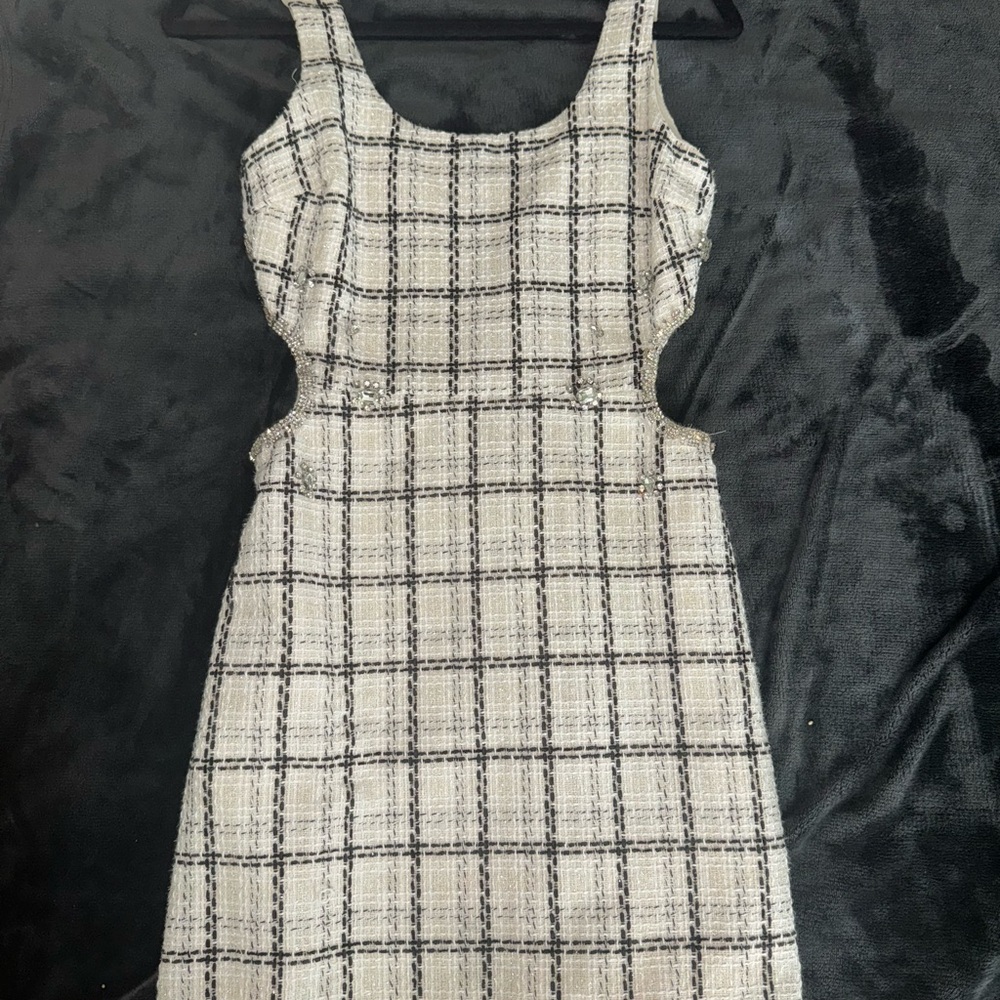 Chic Black and White Plaid Dress